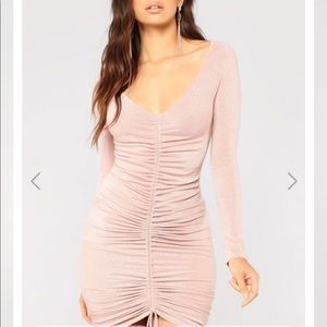 Blush stand out metallic dress